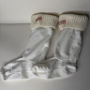 Hunter Boot Socks Fleece Tall White Knit UAS3004AAC Women Size Large US M 7-9